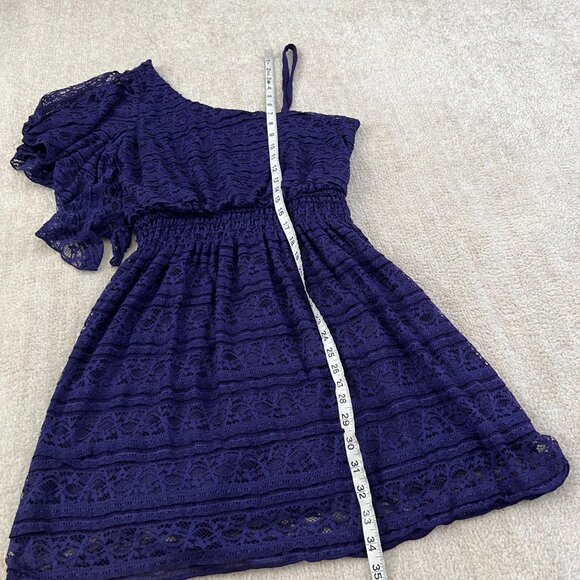 My Michelle Stretch Lace Asymmetric Cocktail Mini Dress L - Picture 5 of 9